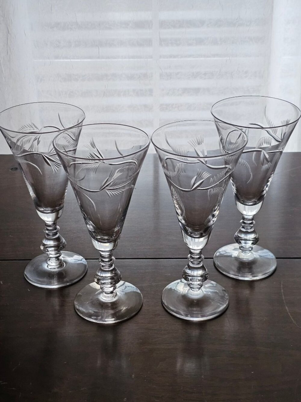 4 Bryce Baroque Thistle Ice Tea Glasses hand cut Crystal Vintage Glass Floral